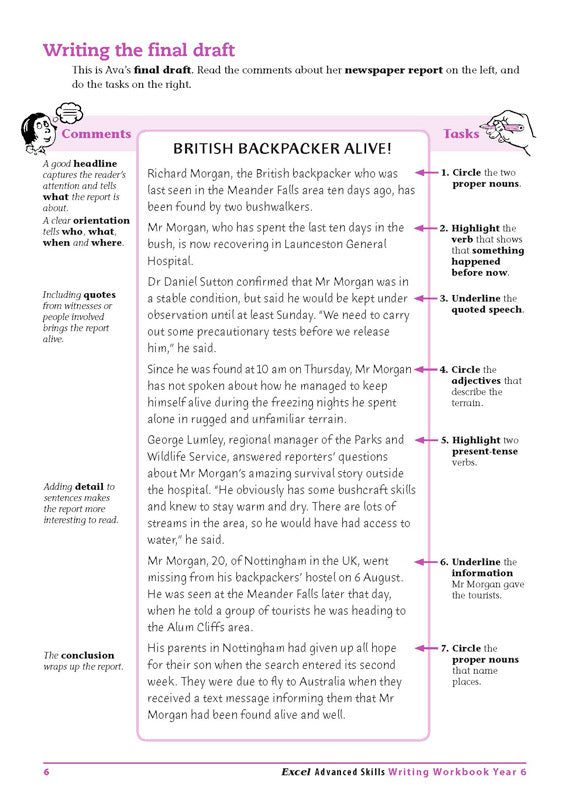 Excel Advanced Skills - Writing Workbook: Year 6