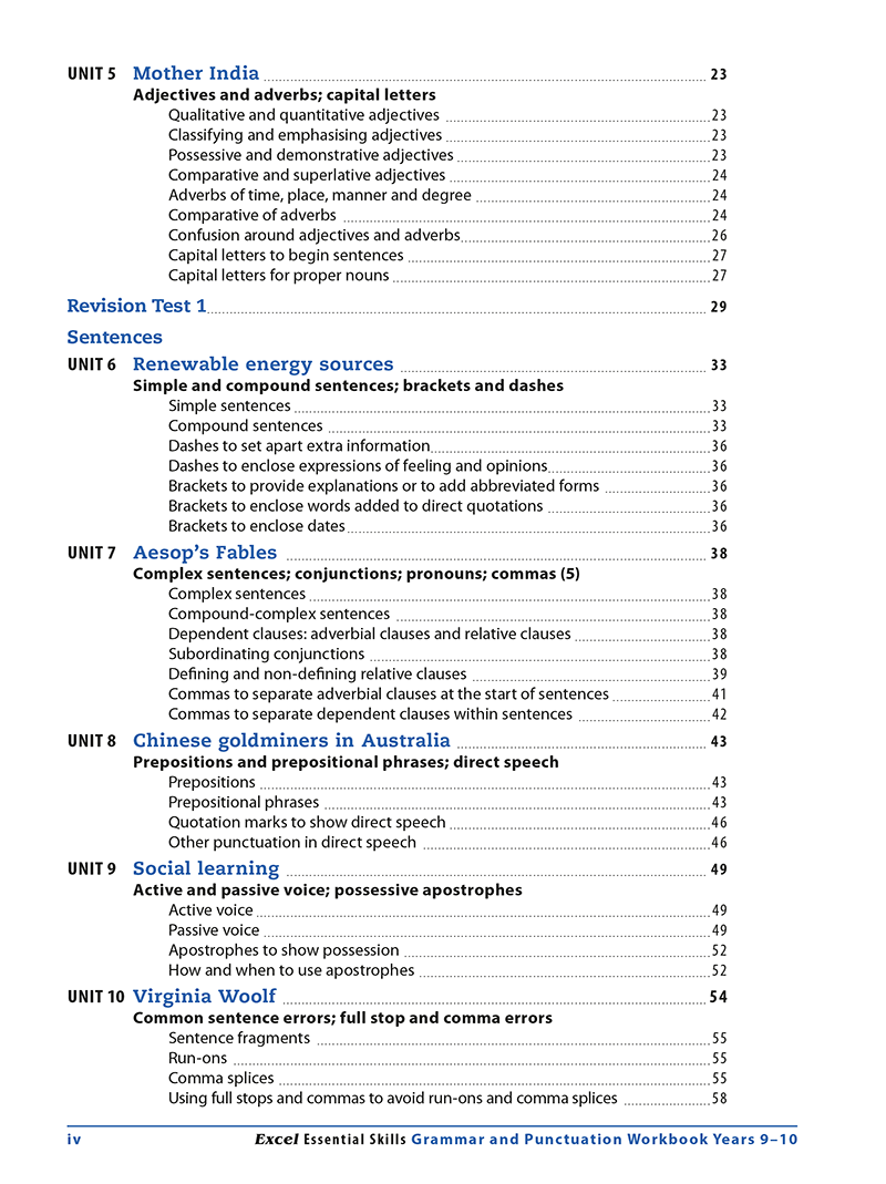 Excel Essential Skills - Grammar & Punctuation Workbook: Years 9-10