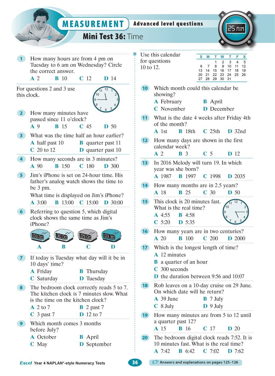 Excel NAPLAN* Style Numeracy Tests - Year 4
