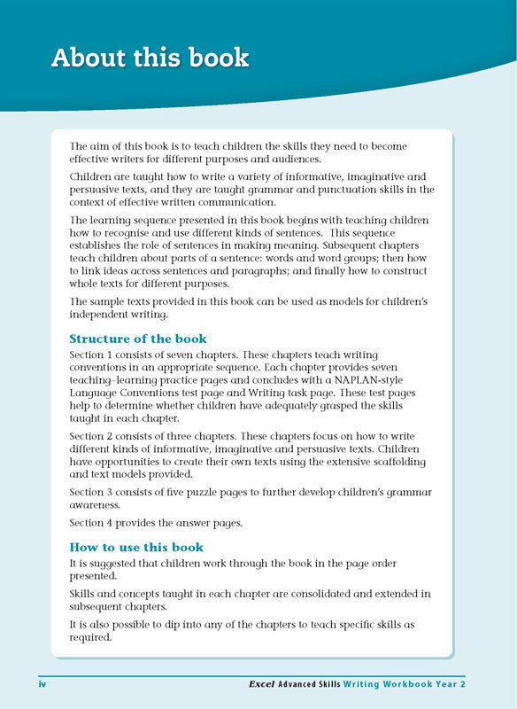 Excel Advanced Skills - Writing Workbook: Year 2