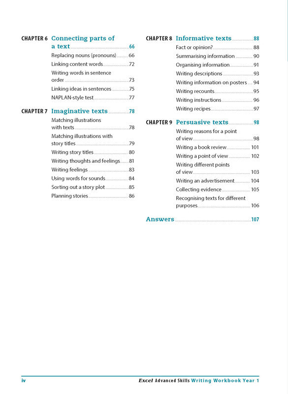 Excel Advanced Skills - Writing Workbook: Year 1