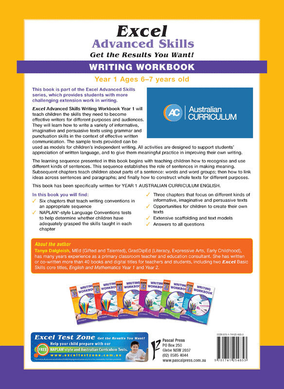 Excel Advanced Skills - Writing Workbook: Year 1