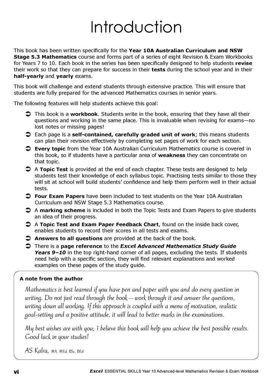 Excel Essential Skills - Advanced Mathematics Revision and Exam Workbook: Year 10