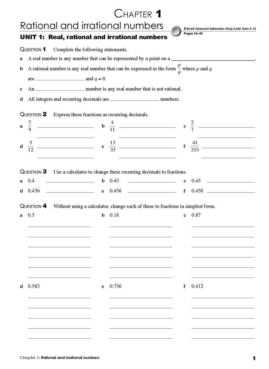 Excel Essential Skills - Advanced Mathematics Revision and Exam Workbook: Year 10