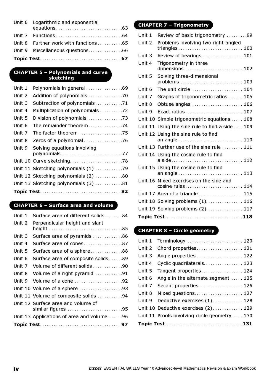 Excel Essential Skills - Advanced Mathematics Revision and Exam Workbook: Year 10