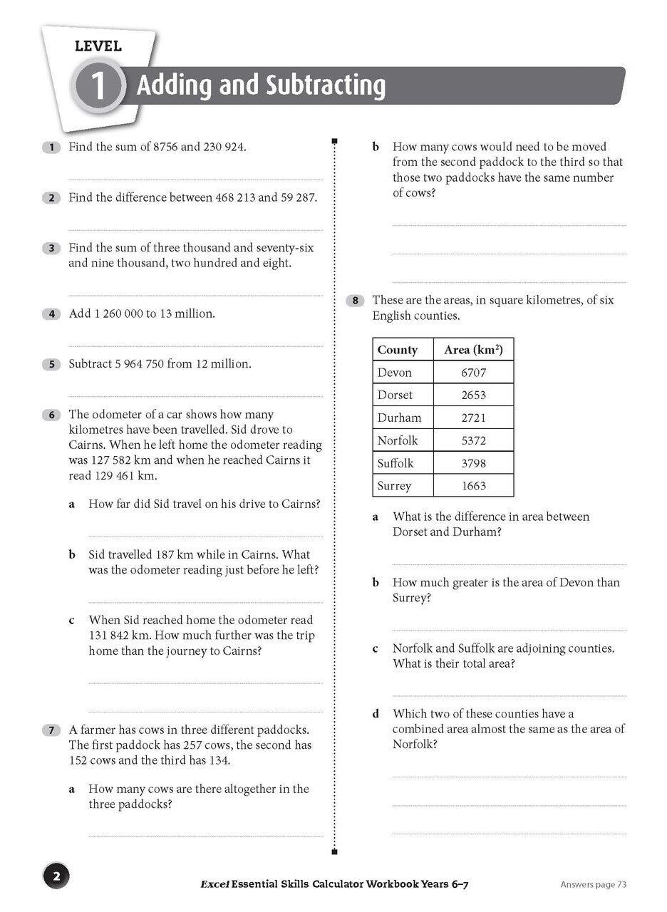 Excel Essential Skills - Calculator Workbook: Years 6-7