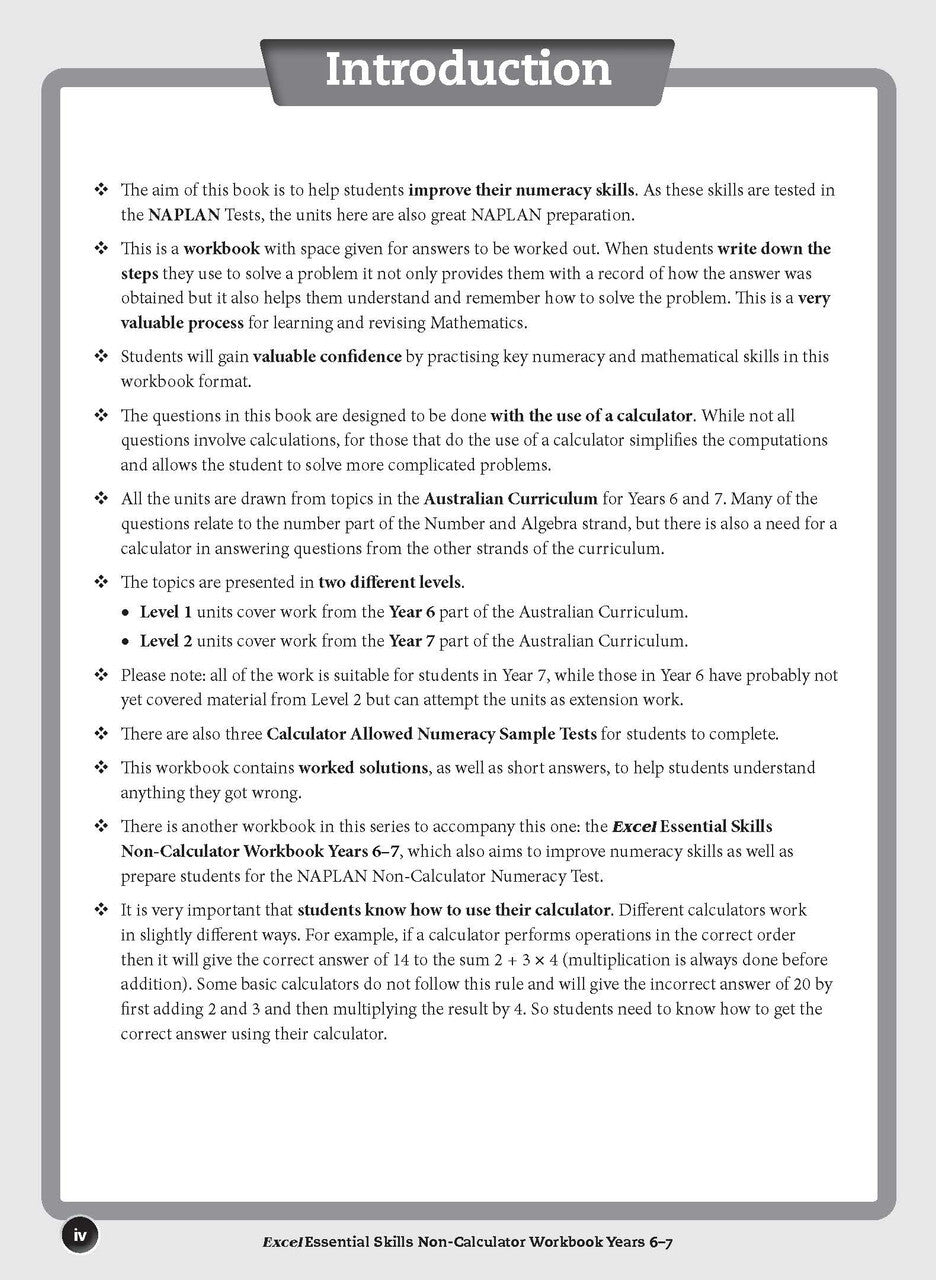 Excel Essential Skills - Calculator Workbook: Years 6-7