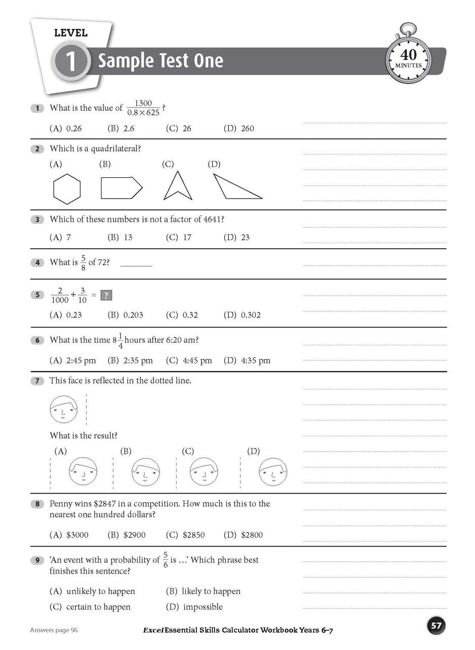 Excel Essential Skills - Calculator Workbook: Years 6-7