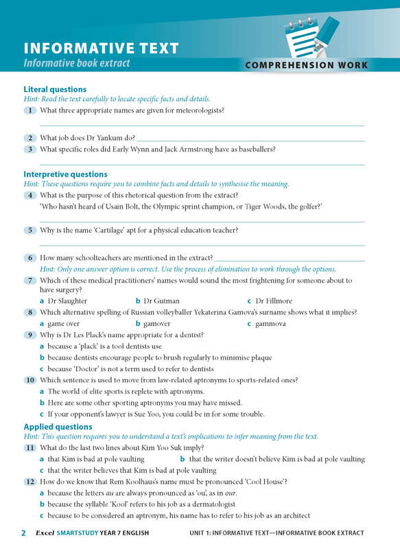 Excel SmartStudy - English: Year 7