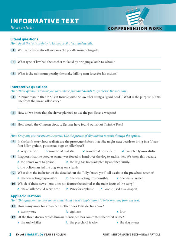 Excel SmartStudy - English: Year 8