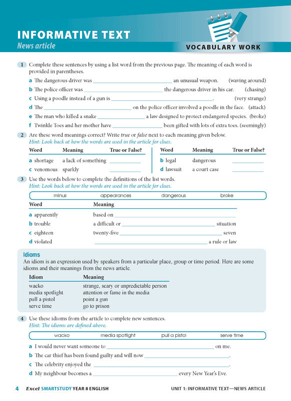 Excel SmartStudy - English: Year 8
