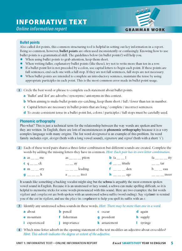 Excel SmartStudy - English: Year 10