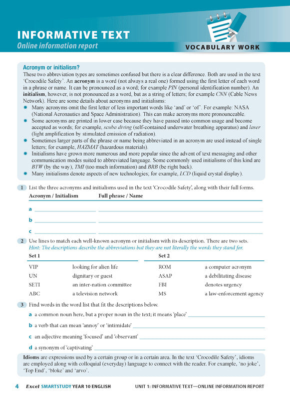 Excel SmartStudy - English: Year 10