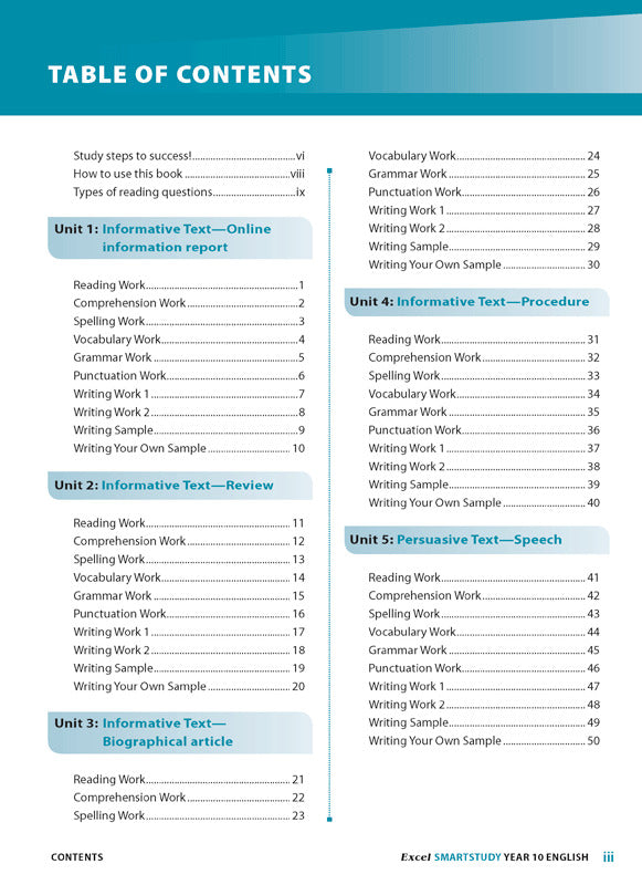 Excel SmartStudy - English: Year 10