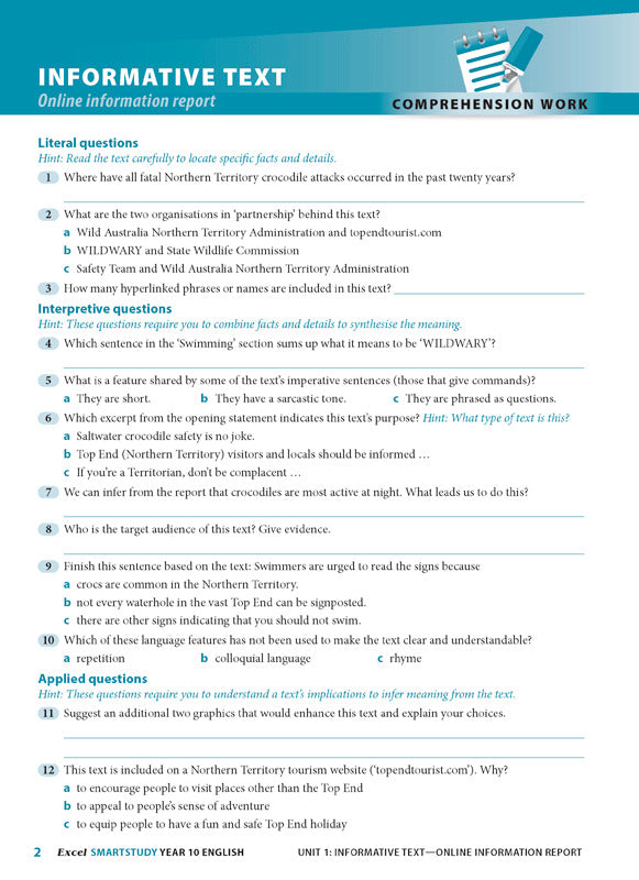 Excel SmartStudy - English: Year 10