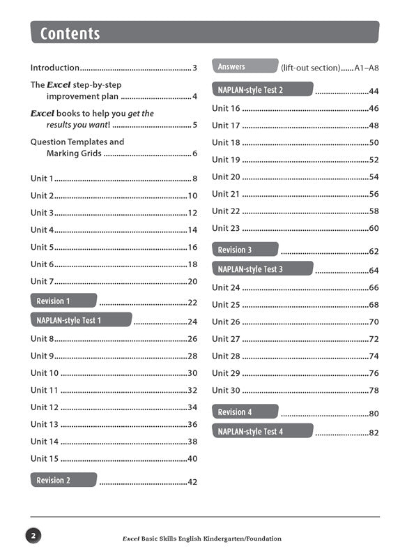 Excel Basic Skills - English: Kindergarten/Foundation