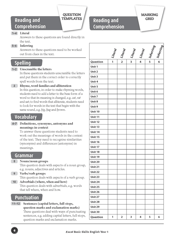 Excel Basic Skills English Year 1