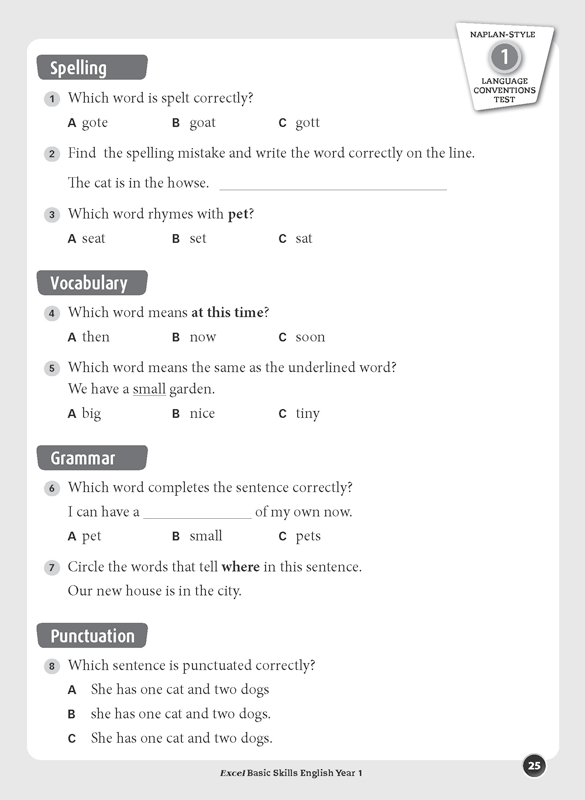 Excel Basic Skills English Year 1