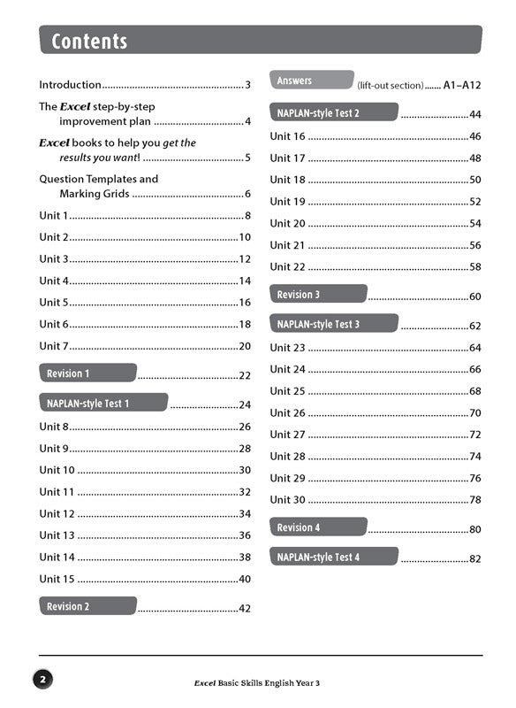 Excel Basic Skills - English: Year 3