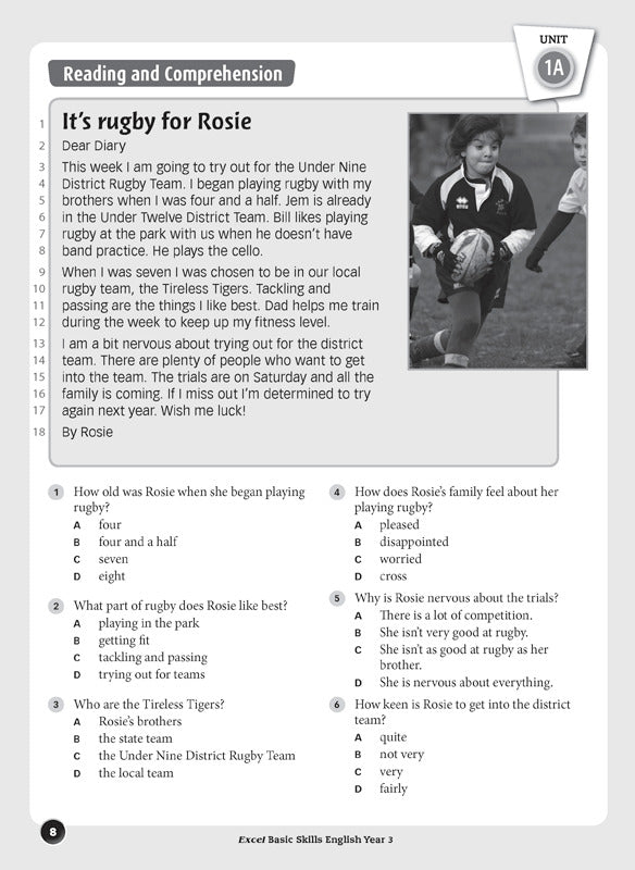 Excel Basic Skills - English: Year 3