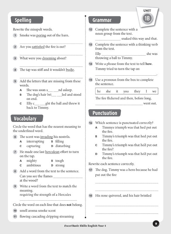 Excel Basic Skills - English: Year 5