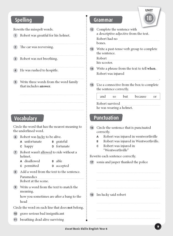 Excel Basic Skills - English: Year 6