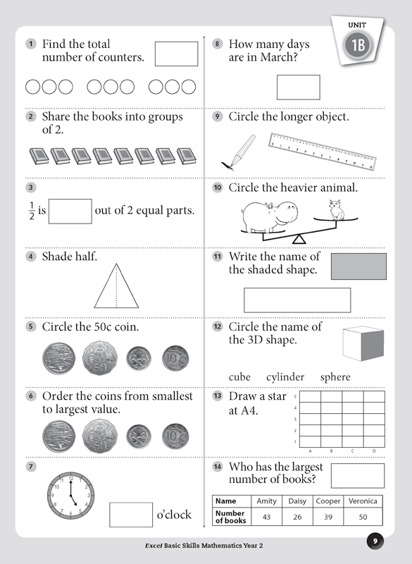 Excel Basic Skills - Mathematics: Year 1