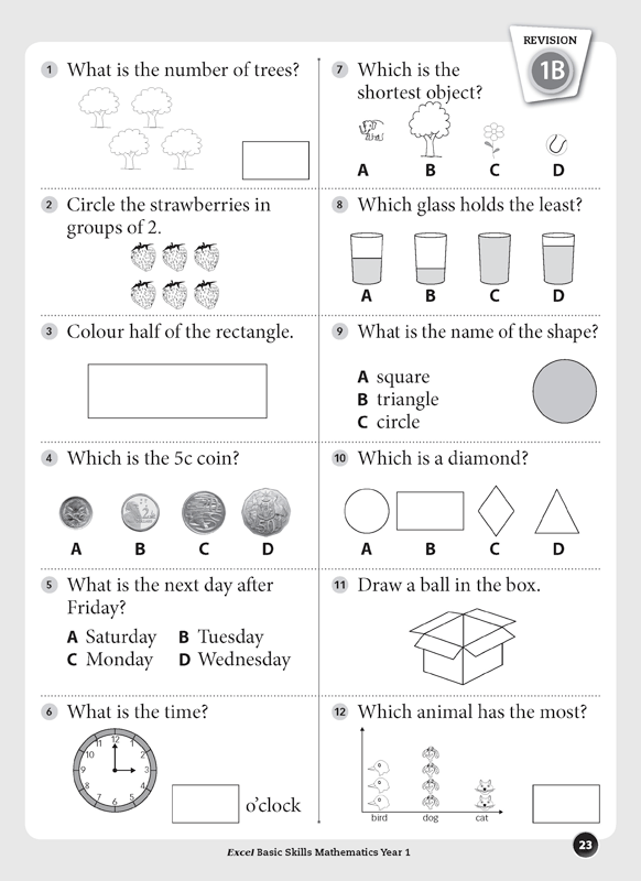 Excel Basic Skills - Mathematics: Year 1