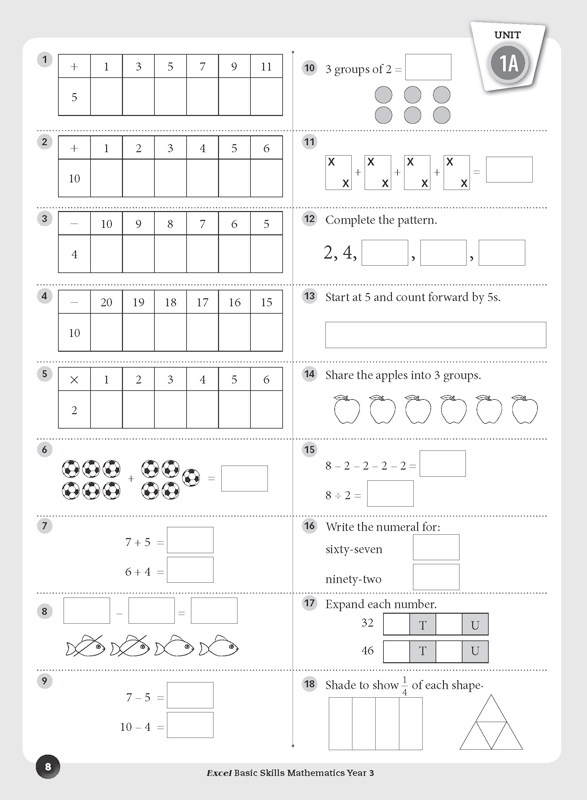 Excel Basic Skills - Mathematics: Year 3