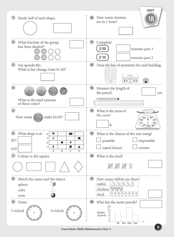Excel Basic Skills - Mathematics: Year 3