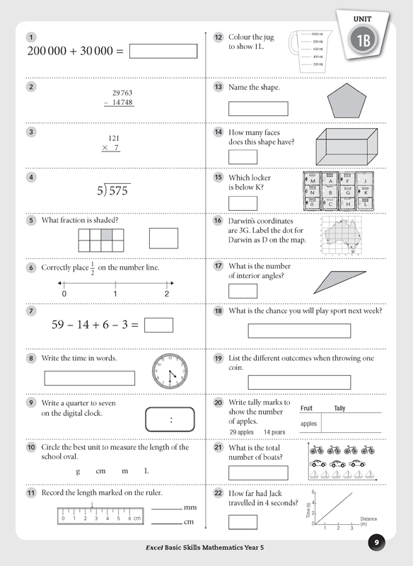 Excel Basic Skills - Mathematics: Year 5