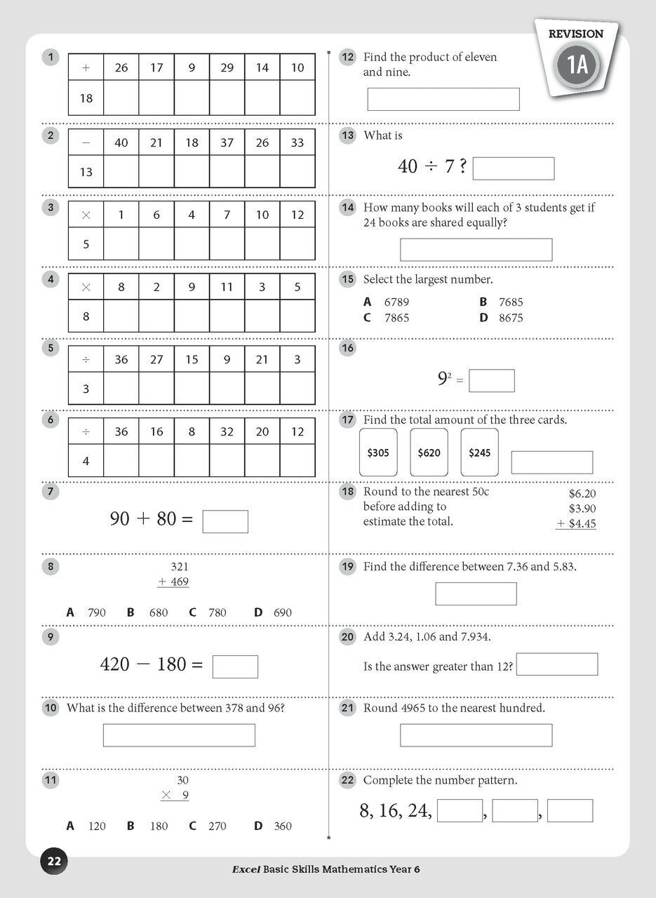 Excel Basic Skills - Mathematics Year 6