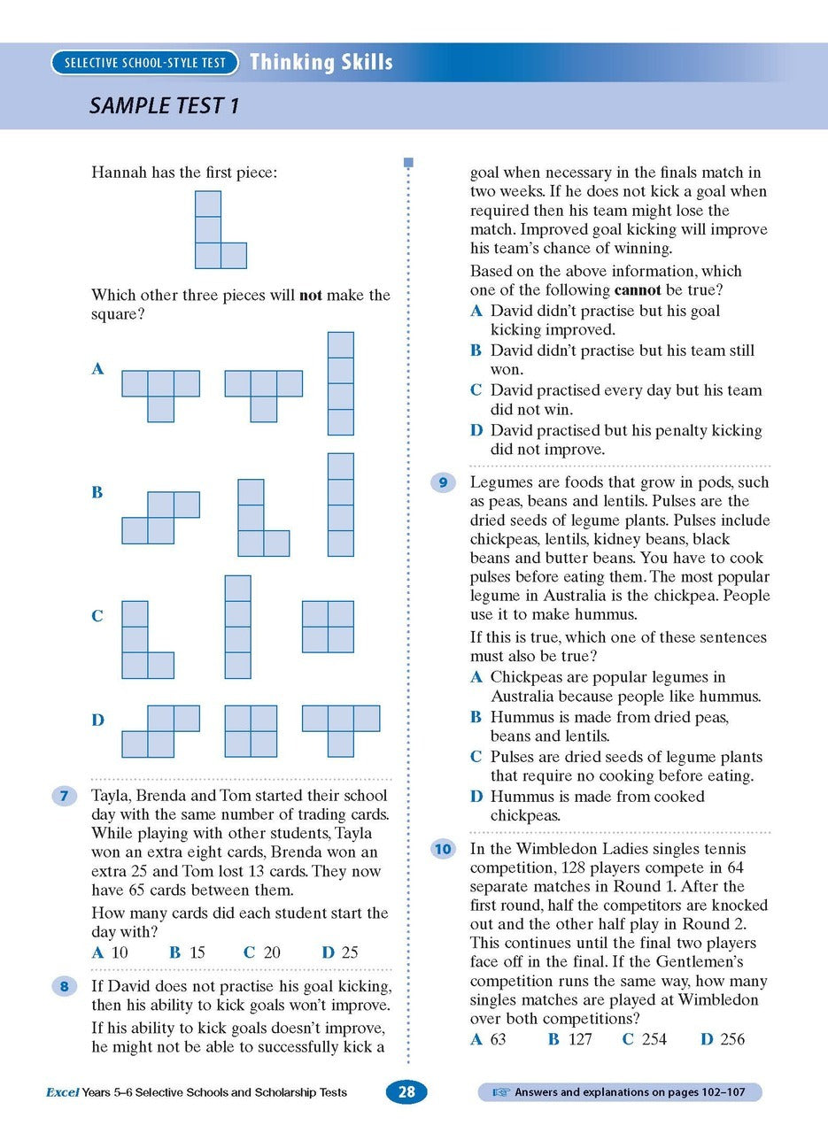 Excel Test Skills: Selective Schools and Scholarships Tests - Years 5-6