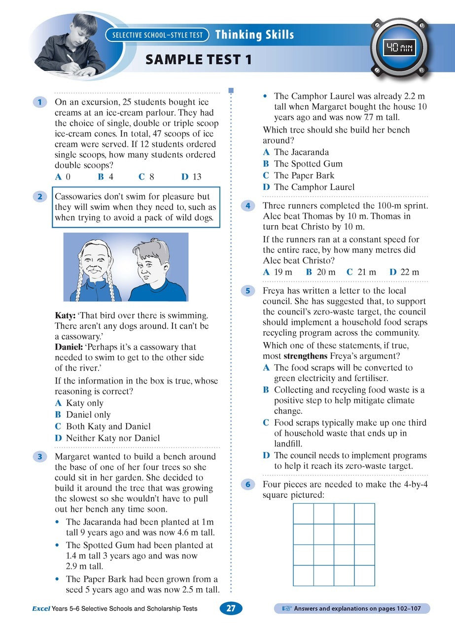 Excel Test Skills: Selective Schools and Scholarships Tests - Years 5-6