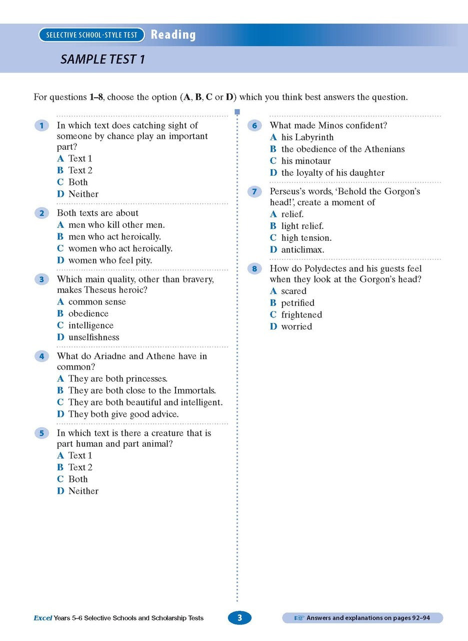 Excel Test Skills: Selective Schools and Scholarships Tests - Years 5-6