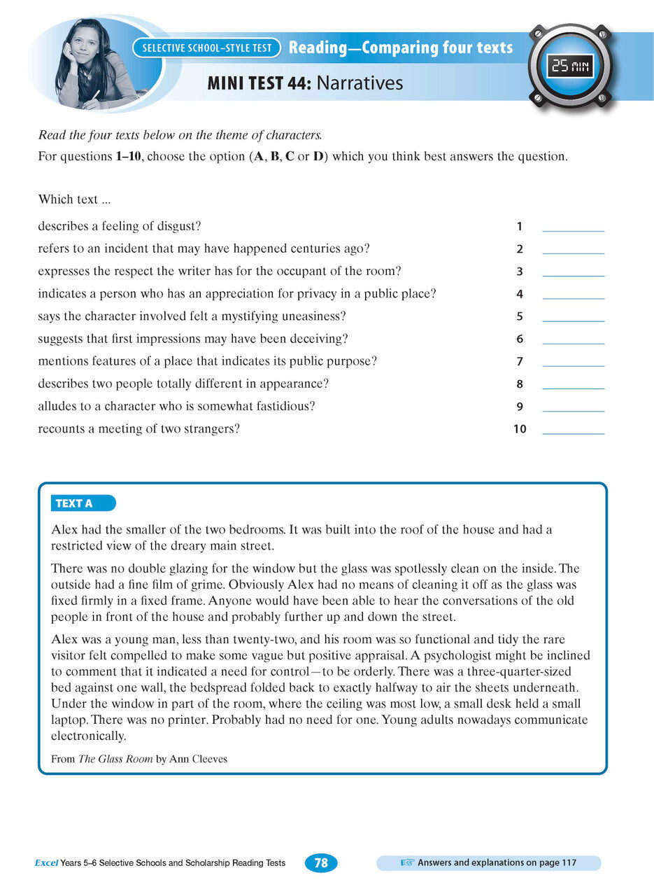 Excel Test Skills - Selective Schools and Scholarship Tests: Reading Tests - Years 5-6