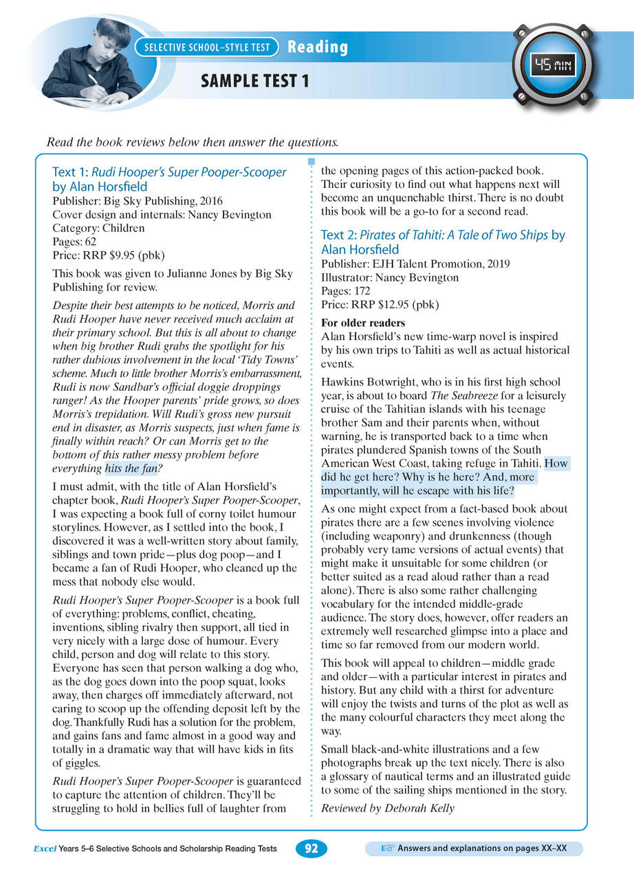 Excel Test Skills - Selective Schools and Scholarship Tests: Reading Tests - Years 5-6