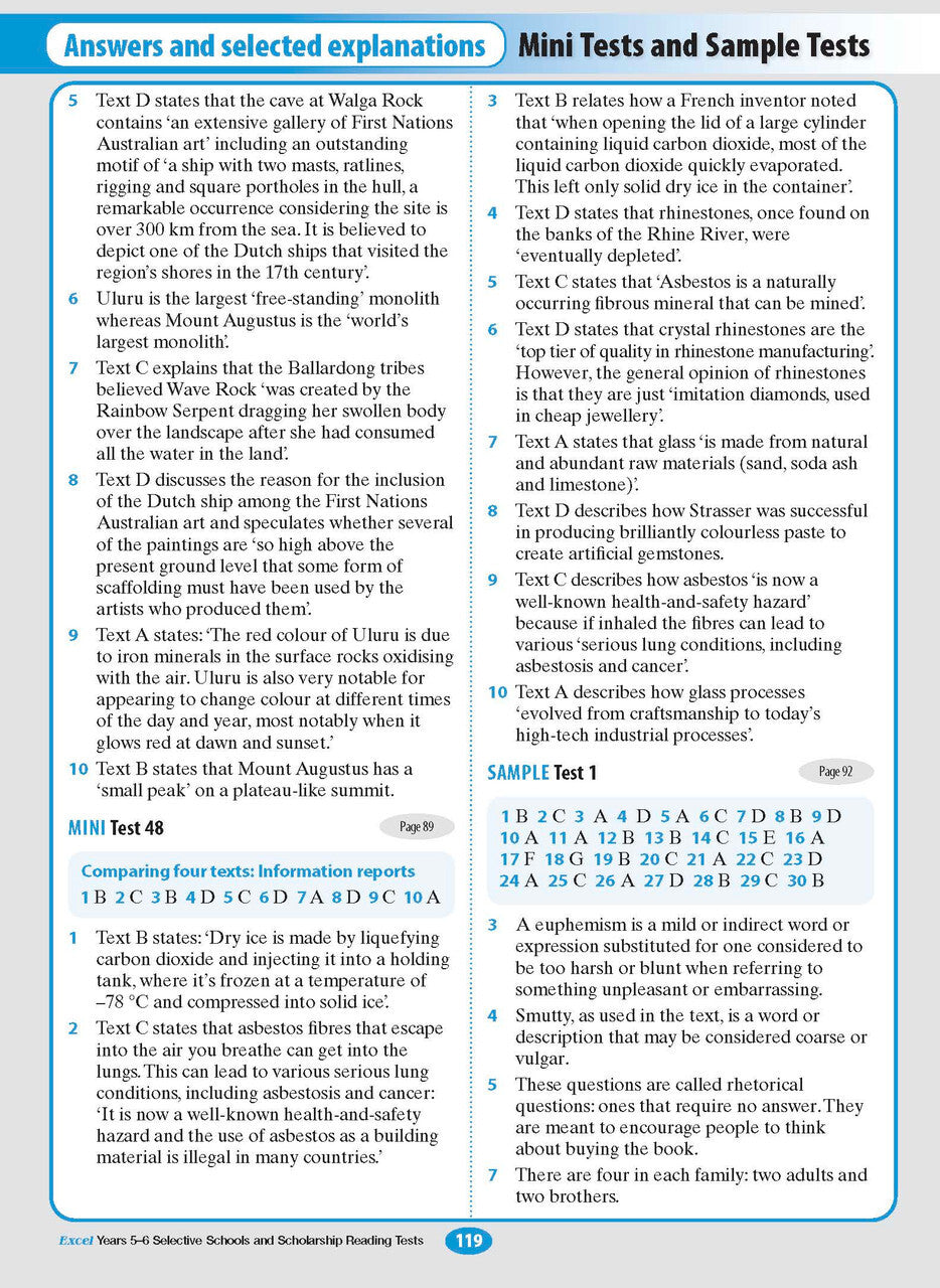 Excel Test Skills - Selective Schools and Scholarship Tests: Reading Tests - Years 5-6
