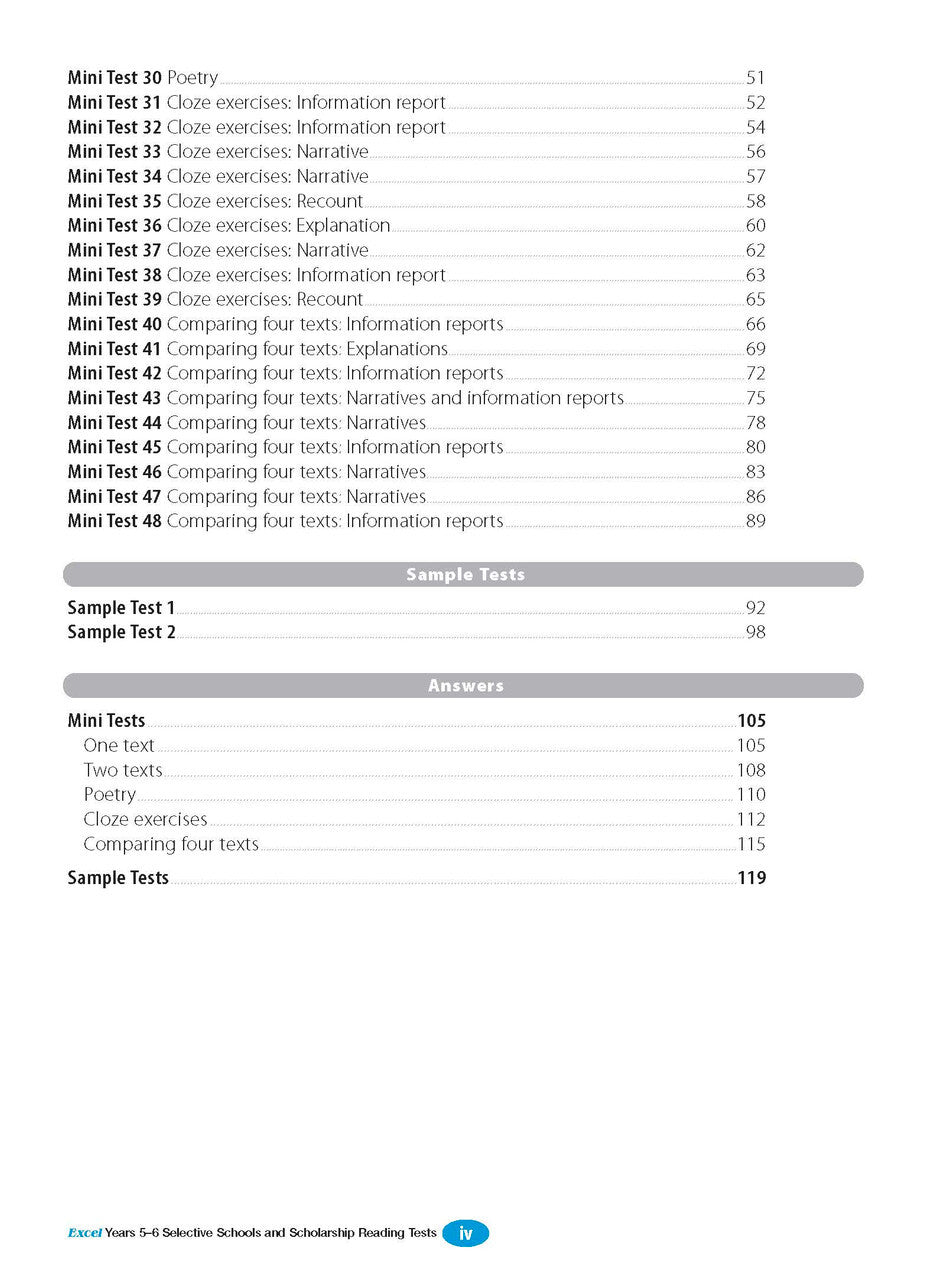 Excel Test Skills - Selective Schools and Scholarship Tests: Reading Tests - Years 5-6