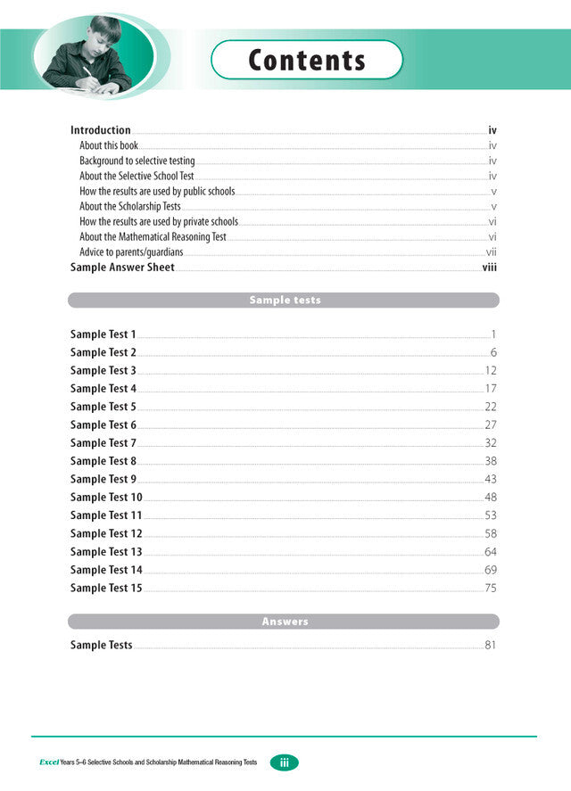 Excel Selective Schools and Scholarship - Mathematical Reasoning Tests: Years 5–6