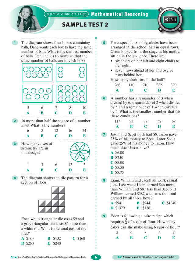 Excel Selective Schools and Scholarship - Mathematical Reasoning Tests: Years 5–6