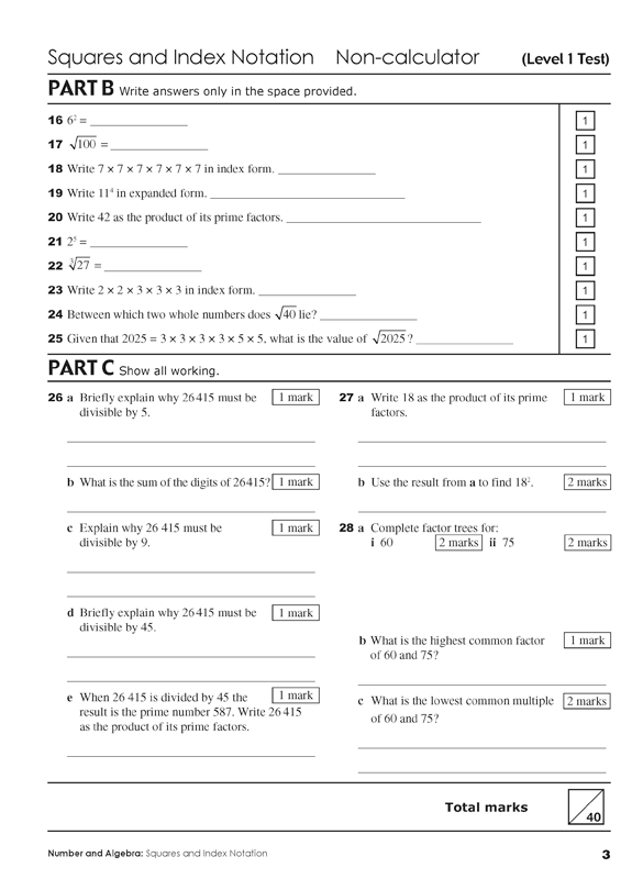 Excel - Mathematics Practice Tests: Year 7