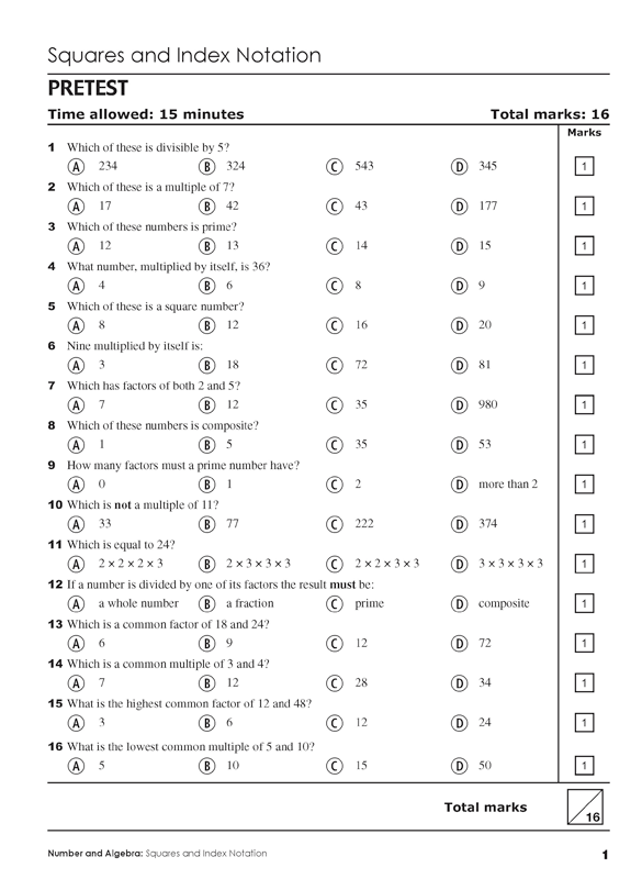 Excel - Mathematics Practice Tests: Year 7
