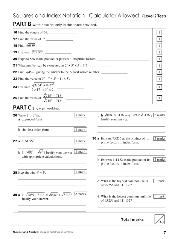 Excel - Mathematics Practice Tests: Year 7