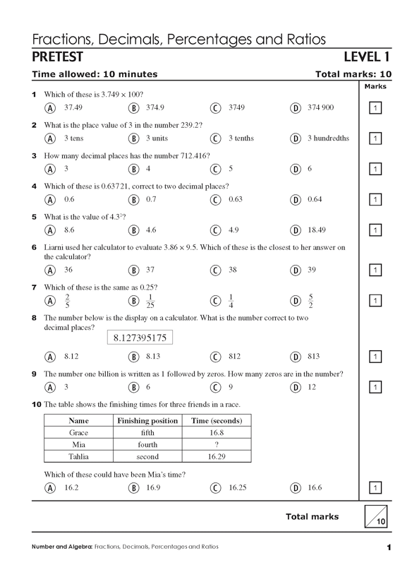 Excel - Mathematics Practice Tests: Year 9