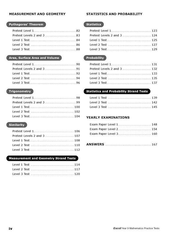 Excel - Mathematics Practice Tests: Year 9