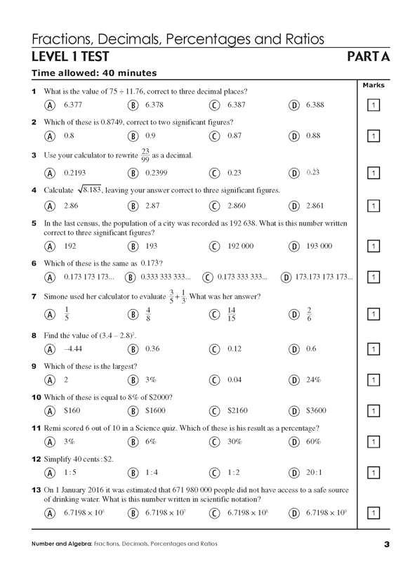 Excel - Mathematics Practice Tests: Year 9