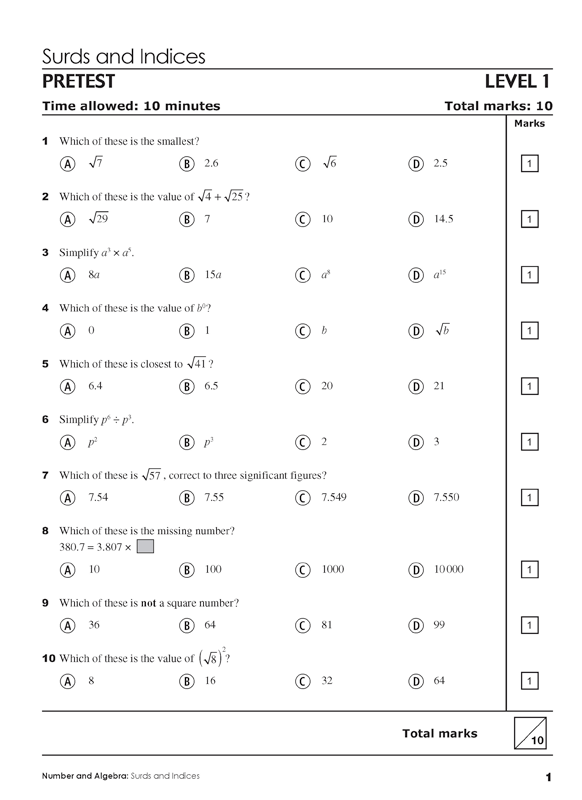 Excel - Mathematics Practice Tests: Year 10