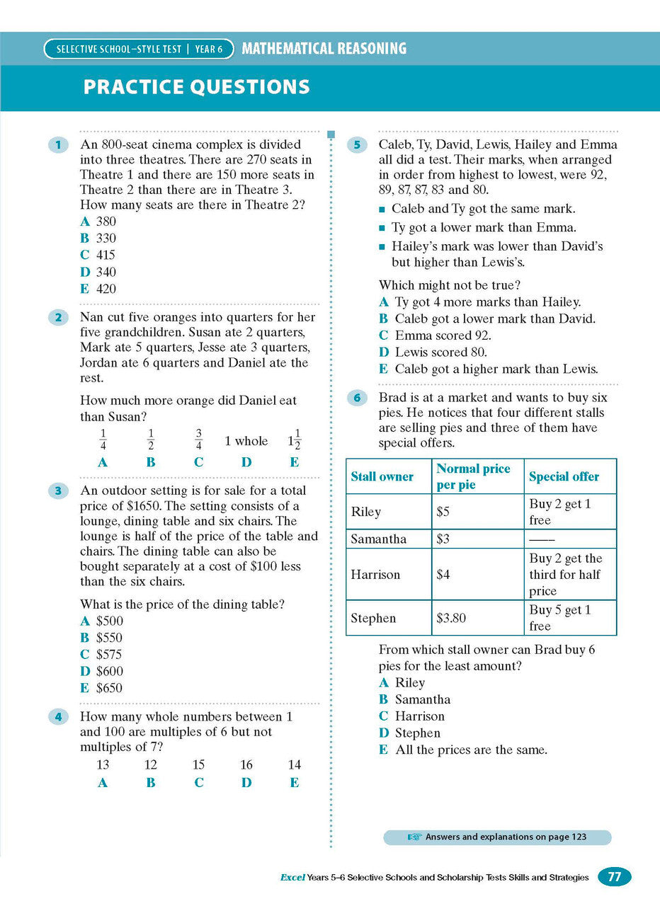 Excel Test Skills - Selective Schools and Scholarship Tests: Skills and Strategies - Years 5-6