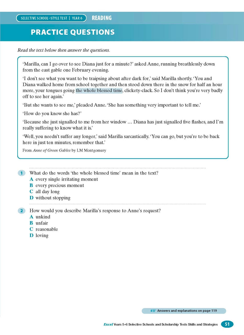 Excel Test Skills - Selective Schools and Scholarship Tests: Skills and Strategies - Years 5-6
